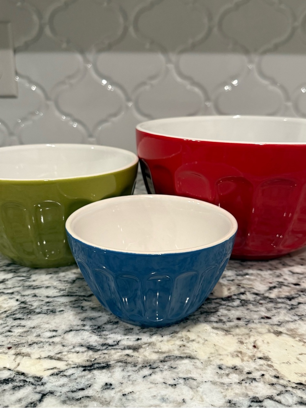 Best Home Ceramics Collection Fluted Nesting Mixing Bowls Great Color - Set of 3